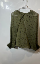 Load image into Gallery viewer, Zara Womens Green Polka Dot Sheer Cape Style Overlay Long Sleeve Blouse Top Sz M