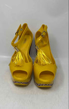 Load image into Gallery viewer, Melissa Womens Peace Yellow Buckle Peep-Toe Wedge Platform Sandals Size 6
