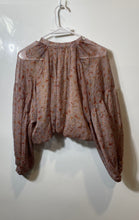 Load image into Gallery viewer, Zara Womens Multicolor Paisley Long Sleeve Sheer Cropped Blouse Top Size XS