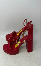 Load image into Gallery viewer, Michael Kors Womens Red Leather Open Toe Block Platform Heels Size 8M