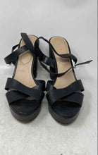 Load image into Gallery viewer, Aldo Womens Platina Black Leather Open Toe Adjustable Strap Platform Heels Sz 10
