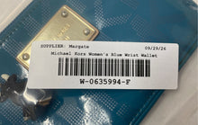 Load image into Gallery viewer, Michael Kors Womens Blue Signature Patent Leather Logo Plaque Wristlet Wallet