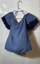 Load image into Gallery viewer, Michael Kors Womens Blue Short Flutter Sleeve Off The Shoulder Blouse Top Size L