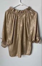 Load image into Gallery viewer, Sofia Womens Gold 3/4 Sleeve V-Neck Blouse Top Size Small