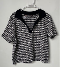 Load image into Gallery viewer, Zara Womens White Black Short Sleeve Collared Polo Shirt Size Large