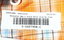 Load image into Gallery viewer, Wrangler Mens Multicolor Plaid Short Sleeve Pockets Snap Button-Up Shirt No Size