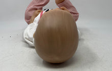 Load image into Gallery viewer, Reborn Closed Eyes White Graphic T-Shirt And Pink Striped Pants Vinyl Doll