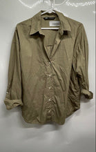 Load image into Gallery viewer, Zara Womens Green Cotton Long Sleeve Collared Regular Fit Button-Up Shirt Size S