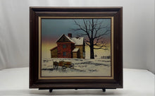Load image into Gallery viewer, Winter Barn On Canvas Collectible Lakehouse Framed Painting By H.Hargrove