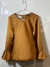 Load image into Gallery viewer, J.Crew Womens Brown Satin Bell Sleeve Round Neck Blouse Top Size Medium
