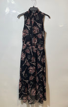 Load image into Gallery viewer, Karl Lagerfeld Womens Black Floral Graphic Print Smocked Fit & Flare Dress No Sz
