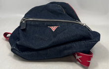 Load image into Gallery viewer, Guess Womens Dark Blue Denim Adjustable Strap Inner Pockets Zip-Around Backpack