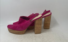 Load image into Gallery viewer, Guess Womens Pink Suede Open Toe High Block Cork Platform Heels Size 9