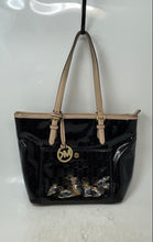 Load image into Gallery viewer, Michael Kors Womens Black Patent Leather Inner Pocket Double Handle Tote Handbag