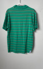 Load image into Gallery viewer, Oscar De La Renta Mens Green Black Striped Cotton Short Sleeve Polo Shirt Size L