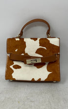 Load image into Gallery viewer, Steve Madden Womens White Brown Cowprint Bottom Studs Pockets Crossbody Bag
