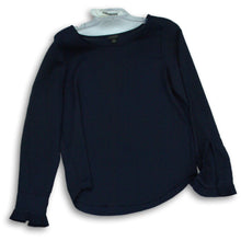 Load image into Gallery viewer, Ann Taylor Womens Navy Blue Long Sleeve Round Neck Blouse Top Size Small