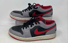 Load image into Gallery viewer, Nike Mens Air Jordan 1 Low Gray Black Red Leather Lace-Up Sneakers Shoes Size 9