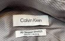 Load image into Gallery viewer, Calvin Klein Mens Gray Slim Fit Long Sleeve Collared Dress Shirt Size Large