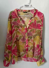 Load image into Gallery viewer, Zara Womens Multicolor Floral Printed V-Neck Long Sleeve Blouse Top Size Large