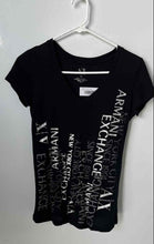Load image into Gallery viewer, Armani Exchange Womens Black Printed Short Sleeve V-Neck T-Shirt Size XS