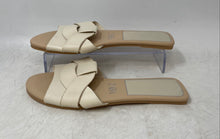 Load image into Gallery viewer, Zara Womens Beige Leather Open Toe Slip-On Crossed Strap Flat Sandals Size EU 35