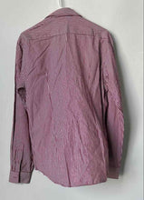 Load image into Gallery viewer, Zara Mens Red Pinstripe Long Sleeve Collared Slim Fit Button-Up Shirt Size Large