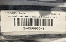 Load image into Gallery viewer, Michael Kors Mens Gray Blue White Striped Printed Polo Shirt Size Small