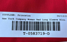 Load image into Gallery viewer, New York & Company Womens Red Long Sleeve Button-Front Blouse Top Size XL