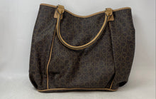 Load image into Gallery viewer, Calvin Klein Womens Hudson Brown Logo Print Leather Tote Handbag With Tag