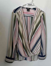 Load image into Gallery viewer, DKNY Womens Multicolor Striped Long Sleeve Pullover Blouse Top Size Medium