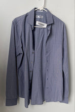 Load image into Gallery viewer, Express Mens Blue Cotton Long Sleeve Collared Dress Shirt Size Medium