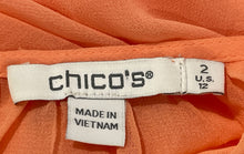 Load image into Gallery viewer, Chico's Womens Orange Georgette Sheer Balloon Sleeve Ruffle Blouse Top Size 2