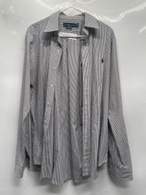 Load image into Gallery viewer, Ralph Lauren Mens Black White Striped Cotton Slim Fit Button-Up Shirt Size L