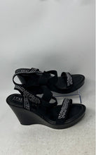 Load image into Gallery viewer, Italian Shoemakers Womens Black Rhinestone Wedge Heel Platform Sandals Size 10
