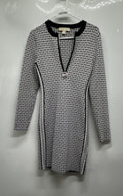 Load image into Gallery viewer, Michael Kors Womens Black White Logo Print Long Sleeve Sheath Dress Size S