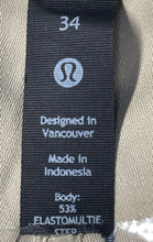 Load image into Gallery viewer, Lululemon Mens ABS Khaki Five-Pocket Tapered Leg Trouser Pants Size 34