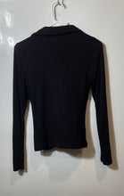Load image into Gallery viewer, Old Navy Womens Black Long Sleeve Stretch Collared Cropped Button-Up Shirt Sz S