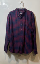 Load image into Gallery viewer, J Crew Mens Blue Red Printed Flex Oxford Long Sleeve Button-Up Shirt Size XL