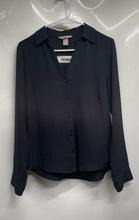 Load image into Gallery viewer, H&M Womens Black Long Sleeve Collared Button-Up Shirt Size XS