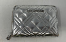 Load image into Gallery viewer, Authentic Love Moschino Womens Silver-Tone Zip-Around Wallet Stained & Damaged