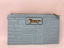 Load image into Gallery viewer, Juicy Couture Womens Blue Deboss Logo Leather Top Zipper Wristlet Wallet