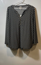 Load image into Gallery viewer, Anne Klein Womens Black Polka Dot Long Sleeve Split Neck Blouse Top Size L