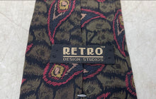 Load image into Gallery viewer, Retro Design Studios Mens Green Pink Paisley Print Adjustable Designer Tie