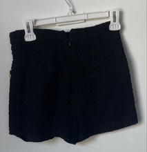 Load image into Gallery viewer, Zara Womens Black Tweed Flat Front Regular Fit Back Zipper Chino Shorts Size XS