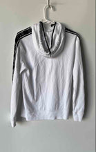 Load image into Gallery viewer, Express Womens White Logo Tape Running Down Each Sleeve Pullover Hoodie Size S/P