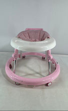 Load image into Gallery viewer, Wismind Pink White Adjustable Height Foldable Rolling Wheels Baby Walker