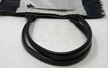 Load image into Gallery viewer, Pulicati Womens Black Silver Snake Print Outer Pocket Double Handle Shoulder Bag