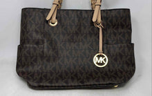 Load image into Gallery viewer, Michael Kors Womens Jet Set Brown Signature Print Double Handle Lined Tote Bag