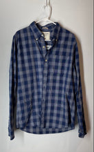 Load image into Gallery viewer, Abercrombie & Fitch Mens Blue Plaid Collared Long Sleeve Button-Up Shirt Size L